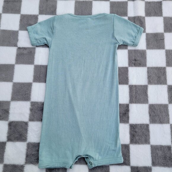 Kate Quinn Bamboo Solid Blue Snap Shorty Romper Size 3-6m - Picture 2 of 3